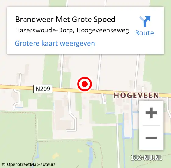 Locatie op kaart van de 112 melding: Brandweer Met Grote Spoed Naar Hazerswoude-Dorp, Hoogeveenseweg op 31 augustus 2023 16:10