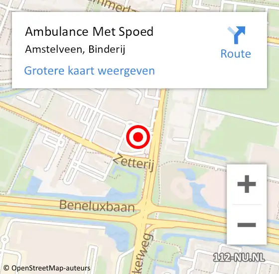 Locatie op kaart van de 112 melding: Ambulance Met Spoed Naar Amstelveen, Binderij op 31 augustus 2023 16:21