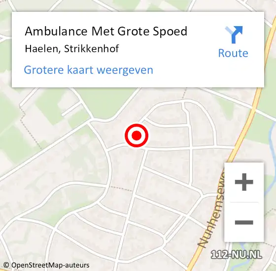 Locatie op kaart van de 112 melding: Ambulance Met Grote Spoed Naar Haelen, Strikkenhof op 6 september 2014 15:01