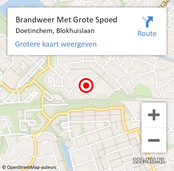 Locatie op kaart van de 112 melding: Brandweer Met Grote Spoed Naar Doetinchem, Blokhuislaan op 6 september 2014 15:03