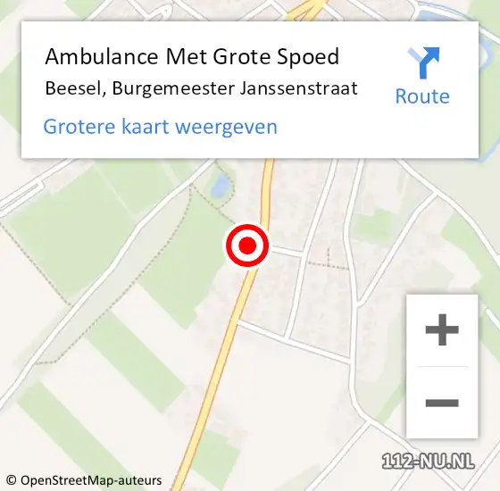 Locatie op kaart van de 112 melding: Ambulance Met Grote Spoed Naar Beesel, Burgemeester Janssenstraat op 31 augustus 2023 16:44