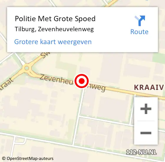 Locatie op kaart van de 112 melding: Politie Met Grote Spoed Naar Tilburg, Zevenheuvelenweg op 31 augustus 2023 17:17