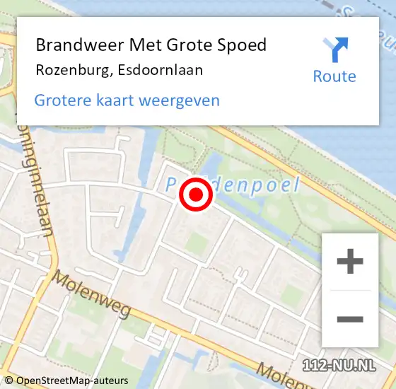 Locatie op kaart van de 112 melding: Brandweer Met Grote Spoed Naar Rozenburg, Esdoornlaan op 31 augustus 2023 17:19