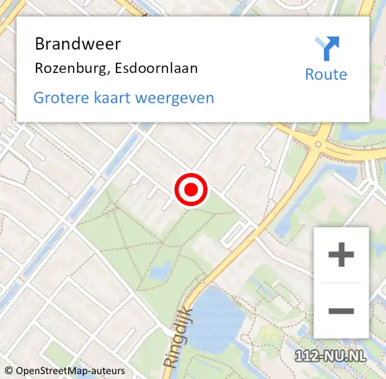 Locatie op kaart van de 112 melding: Brandweer Rozenburg, Esdoornlaan op 31 augustus 2023 17:29