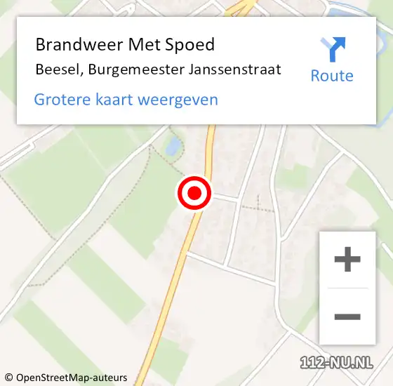 Locatie op kaart van de 112 melding: Brandweer Met Spoed Naar Beesel, Burgemeester Janssenstraat op 31 augustus 2023 17:29