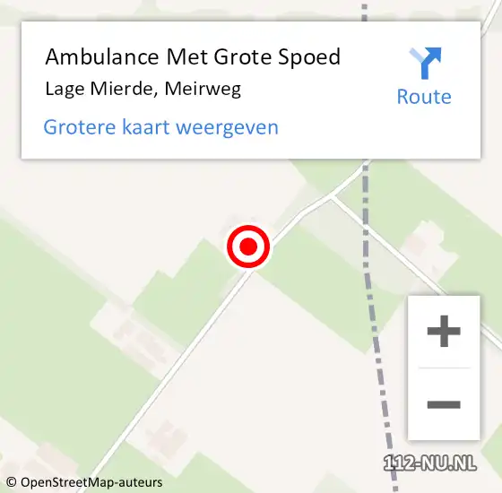 Locatie op kaart van de 112 melding: Ambulance Met Grote Spoed Naar Lage Mierde, Meirweg op 6 september 2014 15:08