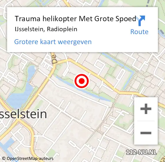 Locatie op kaart van de 112 melding: Trauma helikopter Met Grote Spoed Naar IJsselstein, Radioplein op 31 augustus 2023 17:47