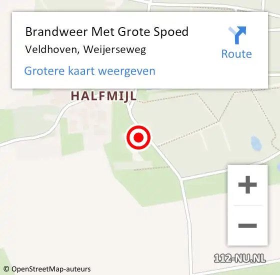 Locatie op kaart van de 112 melding: Brandweer Met Grote Spoed Naar Veldhoven, Weijerseweg op 31 augustus 2023 17:49