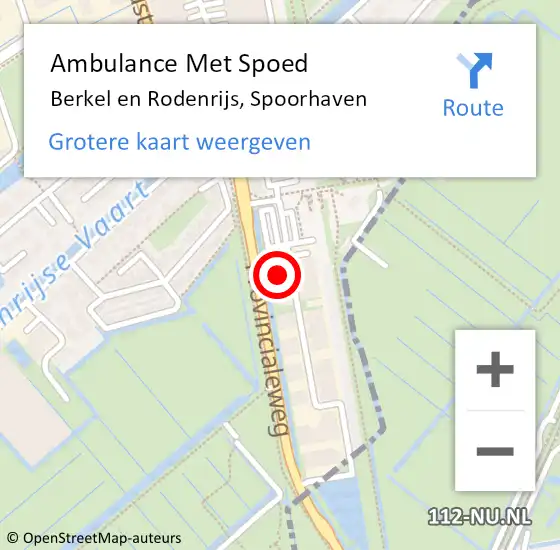 Locatie op kaart van de 112 melding: Ambulance Met Spoed Naar Berkel en Rodenrijs, Spoorhaven op 31 augustus 2023 17:53