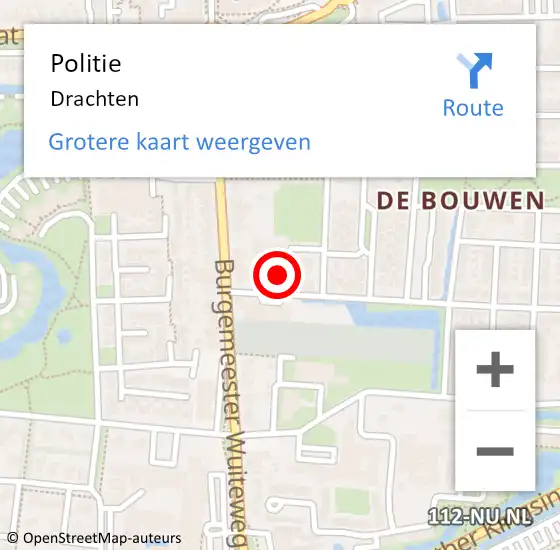 Locatie op kaart van de 112 melding: Politie Drachten op 31 augustus 2023 18:13