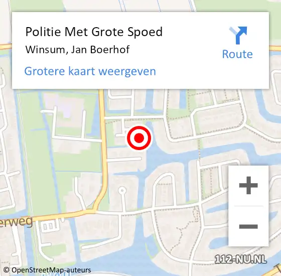 Locatie op kaart van de 112 melding: Politie Met Grote Spoed Naar Winsum, Jan Boerhof op 31 augustus 2023 18:16