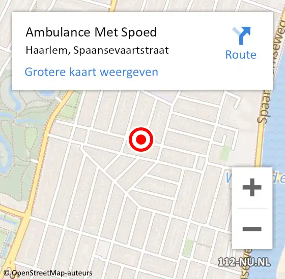 Locatie op kaart van de 112 melding: Ambulance Met Spoed Naar Haarlem, Spaansevaartstraat op 31 augustus 2023 18:50