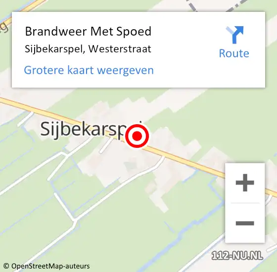 Locatie op kaart van de 112 melding: Brandweer Met Spoed Naar Sijbekarspel, Westerstraat op 6 september 2014 15:14