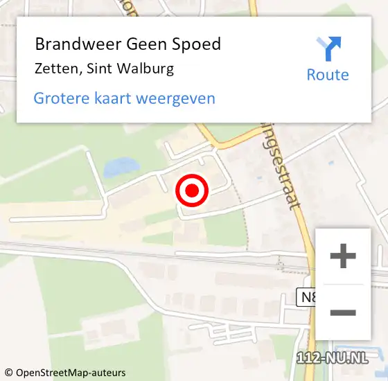 Locatie op kaart van de 112 melding: Brandweer Geen Spoed Naar Zetten, Sint Walburg op 31 augustus 2023 19:23