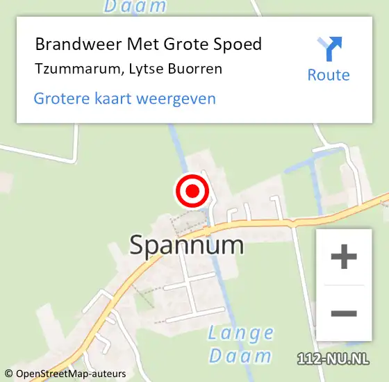 Locatie op kaart van de 112 melding: Brandweer Met Grote Spoed Naar Tzummarum, Lytse Buorren op 31 augustus 2023 19:35