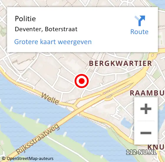 Locatie op kaart van de 112 melding: Politie Deventer, Boterstraat op 31 augustus 2023 19:59