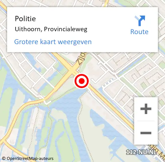 Locatie op kaart van de 112 melding: Politie Uithoorn, Provincialeweg op 6 september 2014 15:20