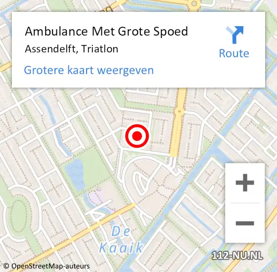 Locatie op kaart van de 112 melding: Ambulance Met Grote Spoed Naar Assendelft, Triatlon op 31 augustus 2023 20:08