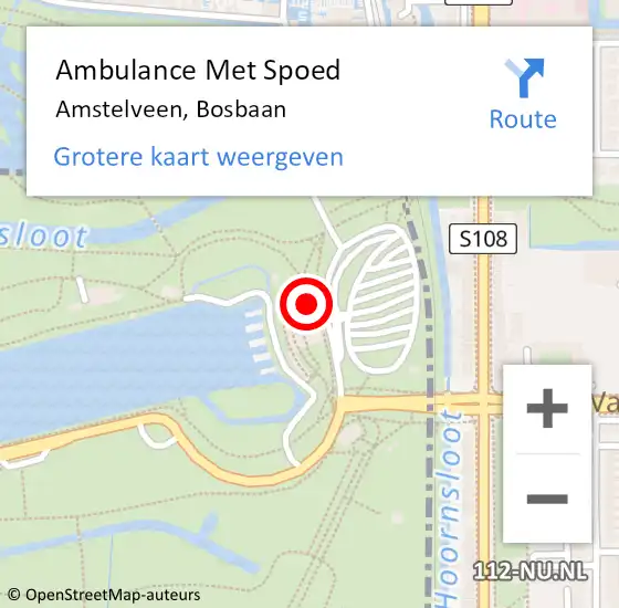 Locatie op kaart van de 112 melding: Ambulance Met Spoed Naar Amstelveen, Bosbaan op 31 augustus 2023 20:20