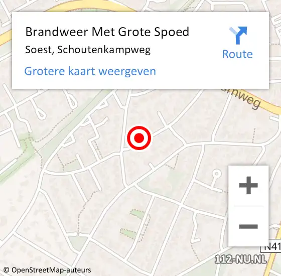 Locatie op kaart van de 112 melding: Brandweer Met Grote Spoed Naar Soest, Schoutenkampweg op 31 augustus 2023 20:25