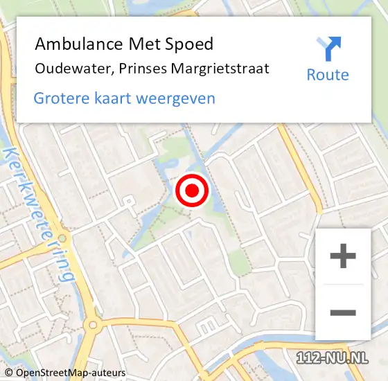 Locatie op kaart van de 112 melding: Ambulance Met Spoed Naar Oudewater, Prinses Margrietstraat op 31 augustus 2023 20:46