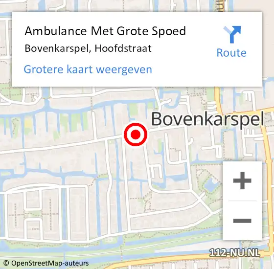 Locatie op kaart van de 112 melding: Ambulance Met Grote Spoed Naar Bovenkarspel, Hoofdstraat op 31 augustus 2023 20:49