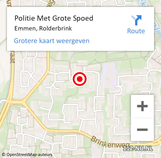 Locatie op kaart van de 112 melding: Politie Met Grote Spoed Naar Emmen, Rolderbrink op 31 augustus 2023 20:53