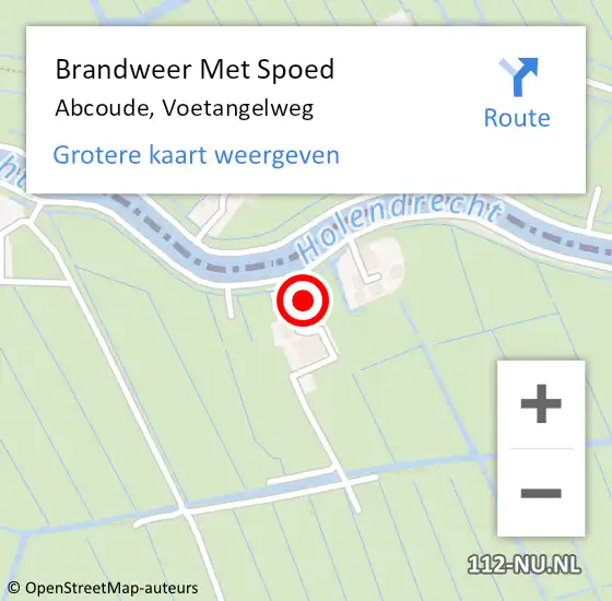 Locatie op kaart van de 112 melding: Brandweer Met Spoed Naar Abcoude, Voetangelweg op 31 augustus 2023 21:20