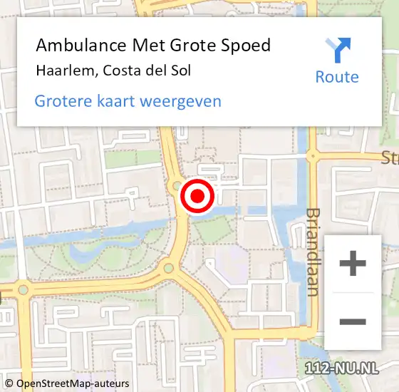 Locatie op kaart van de 112 melding: Ambulance Met Grote Spoed Naar Haarlem, Costa del Sol op 31 augustus 2023 21:23