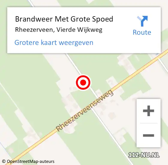 Locatie op kaart van de 112 melding: Brandweer Met Grote Spoed Naar Rheezerveen, Vierde Wijkweg op 31 augustus 2023 22:48