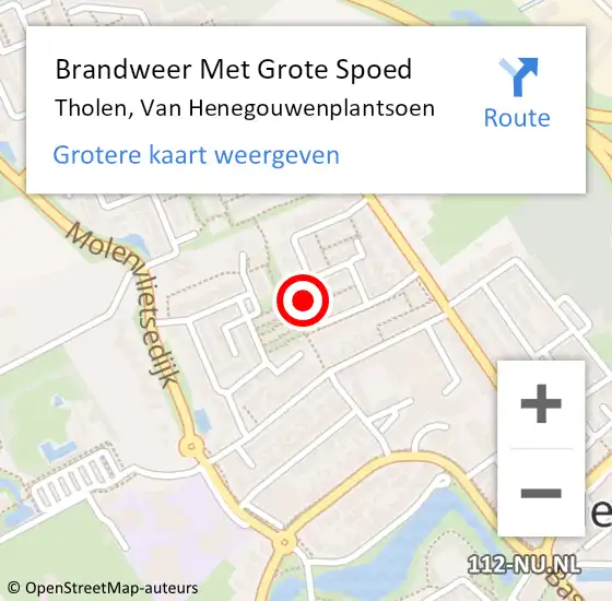 Locatie op kaart van de 112 melding: Brandweer Met Grote Spoed Naar Tholen, Van Henegouwenplantsoen op 31 augustus 2023 23:11