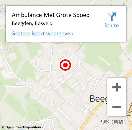Locatie op kaart van de 112 melding: Ambulance Met Grote Spoed Naar Beegden, Bosveld op 31 augustus 2023 23:16