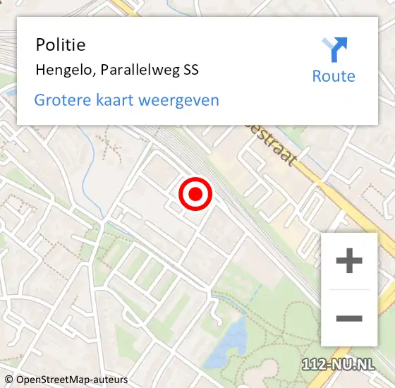 Locatie op kaart van de 112 melding: Politie Hengelo, Parallelweg SS op 31 augustus 2023 23:30