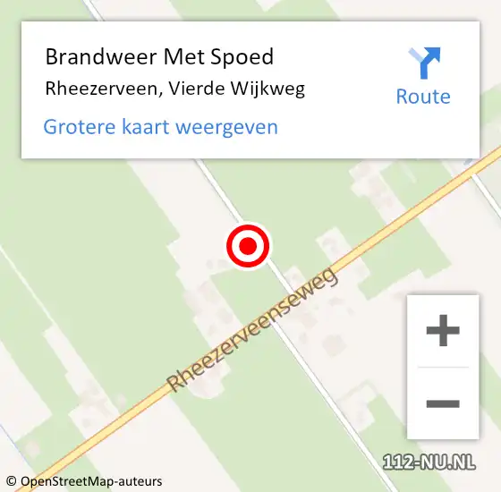 Locatie op kaart van de 112 melding: Brandweer Met Spoed Naar Rheezerveen, Vierde Wijkweg op 1 september 2023 00:19