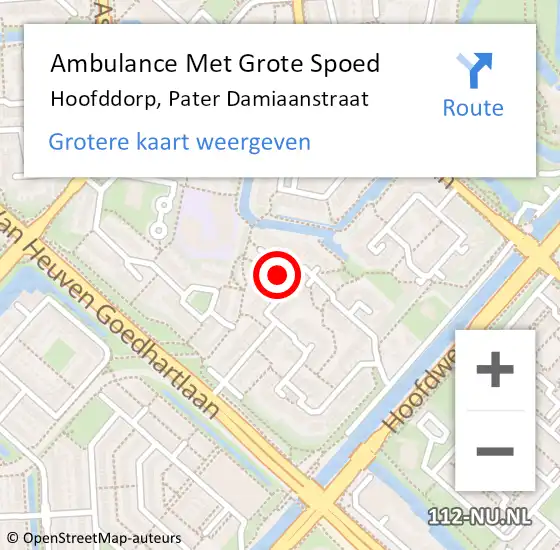 Locatie op kaart van de 112 melding: Ambulance Met Grote Spoed Naar Hoofddorp, Pater Damiaanstraat op 1 september 2023 00:47