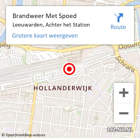 Locatie op kaart van de 112 melding: Brandweer Met Spoed Naar Leeuwarden, Achter het Station op 1 september 2023 00:53