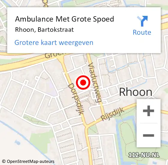 Locatie op kaart van de 112 melding: Ambulance Met Grote Spoed Naar Rhoon, Bartokstraat op 1 september 2023 01:05