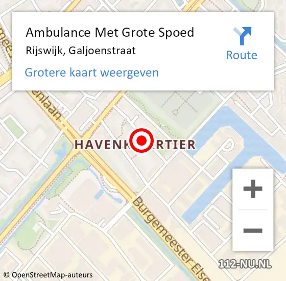 Locatie op kaart van de 112 melding: Ambulance Met Grote Spoed Naar Rijswijk, Galjoenstraat op 1 september 2023 02:00