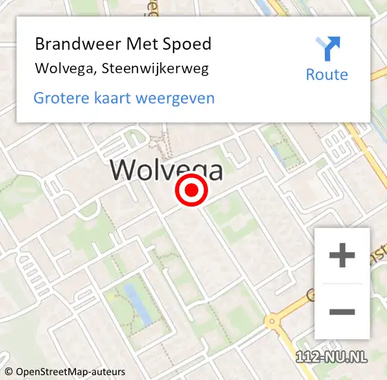 Locatie op kaart van de 112 melding: Brandweer Met Spoed Naar Wolvega, Steenwijkerweg op 1 september 2023 02:08