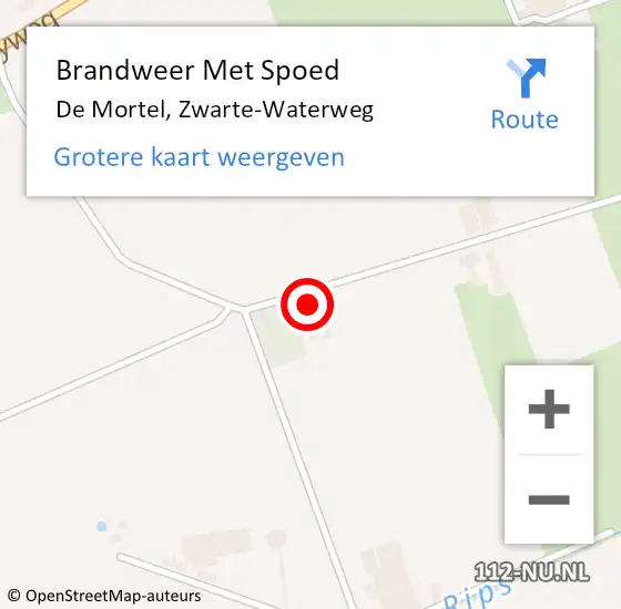 Locatie op kaart van de 112 melding: Brandweer Met Spoed Naar De Mortel, Zwarte-Waterweg op 1 september 2023 02:26
