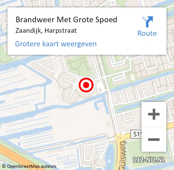 Locatie op kaart van de 112 melding: Brandweer Met Grote Spoed Naar Zaandijk, Harpstraat op 1 september 2023 02:35