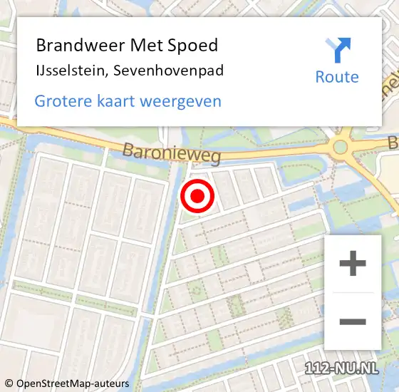 Locatie op kaart van de 112 melding: Brandweer Met Spoed Naar IJsselstein, Sevenhovenpad op 1 september 2023 03:01