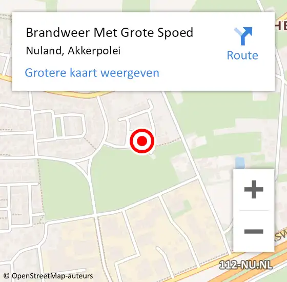 Locatie op kaart van de 112 melding: Brandweer Met Grote Spoed Naar Nuland, Akkerpolei op 1 september 2023 03:20