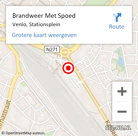 Locatie op kaart van de 112 melding: Brandweer Met Spoed Naar Venlo, Stationsplein op 1 september 2023 03:44