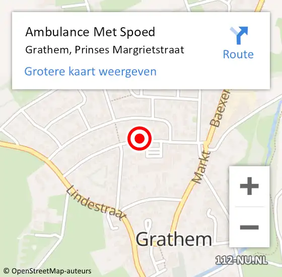 Locatie op kaart van de 112 melding: Ambulance Met Spoed Naar Grathem, Prinses Margrietstraat op 1 september 2023 05:07