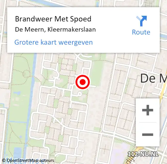 Locatie op kaart van de 112 melding: Brandweer Met Spoed Naar De Meern, Kleermakerslaan op 1 september 2023 05:14