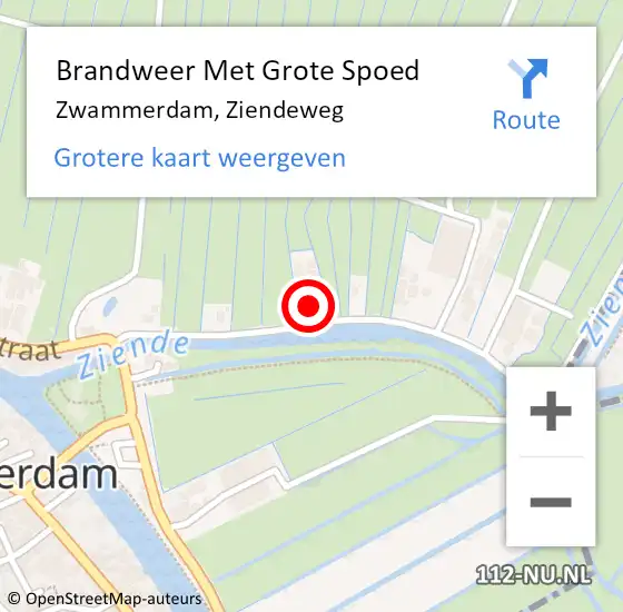 Locatie op kaart van de 112 melding: Brandweer Met Grote Spoed Naar Zwammerdam, Ziendeweg op 1 september 2023 06:09