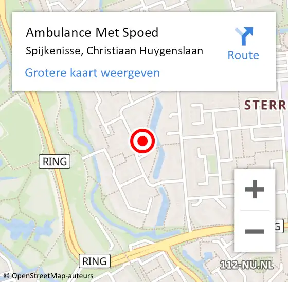 Locatie op kaart van de 112 melding: Ambulance Met Spoed Naar Spijkenisse, Christiaan Huygenslaan op 1 september 2023 06:43