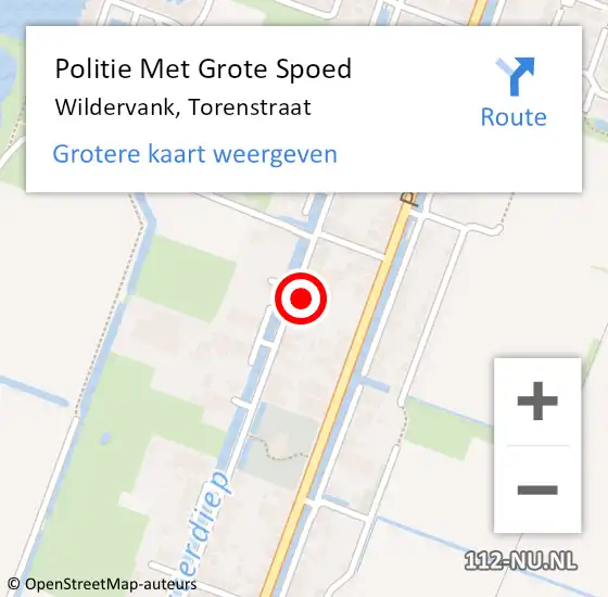 Locatie op kaart van de 112 melding: Politie Met Grote Spoed Naar Wildervank, Torenstraat op 1 september 2023 07:24