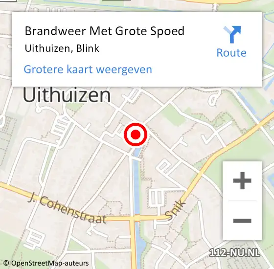 Locatie op kaart van de 112 melding: Brandweer Met Grote Spoed Naar Uithuizen, Blink op 1 september 2023 08:25